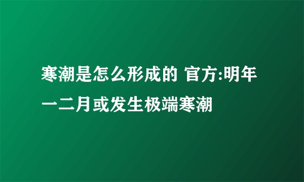 寒潮是怎么形成的 官方:明年一二月或发生极端寒潮