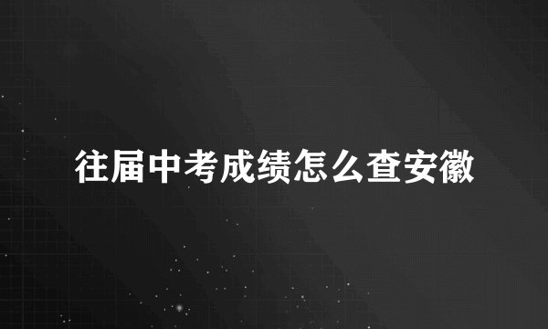 往届中考成绩怎么查安徽