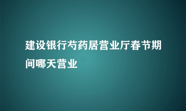 建设银行芍药居营业厅春节期间哪天营业