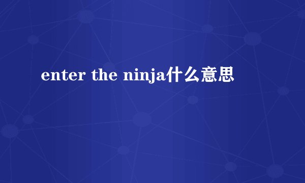 enter the ninja什么意思