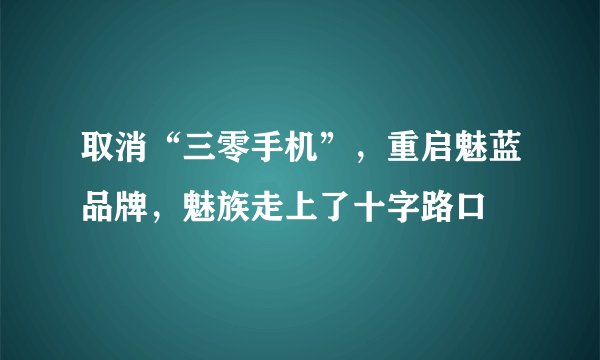 取消“三零手机”，重启魅蓝品牌，魅族走上了十字路口