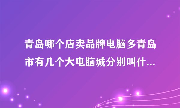 青岛哪个店卖品牌电脑多青岛市有几个大电脑城分别叫什么在哪里哪个最好呢小弟初到宝地还请赐教