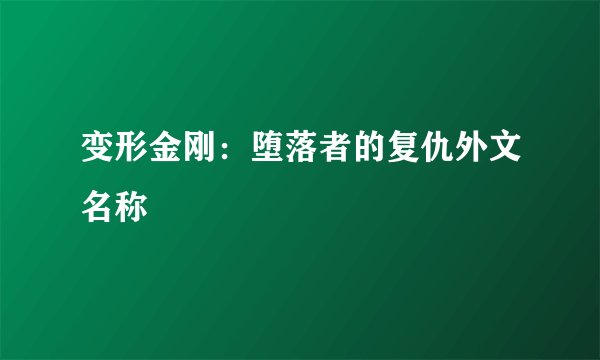 变形金刚：堕落者的复仇外文名称