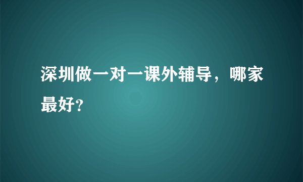 深圳做一对一课外辅导，哪家最好？