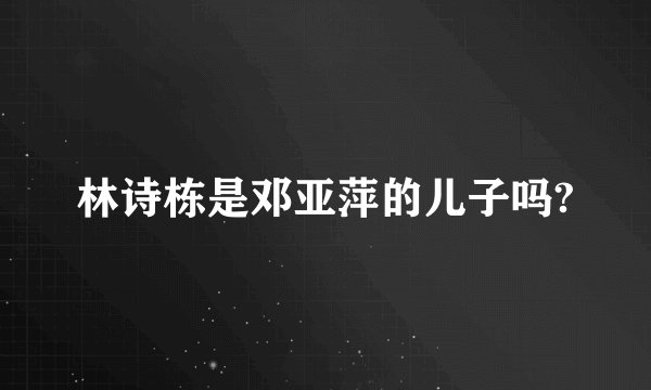 林诗栋是邓亚萍的儿子吗?