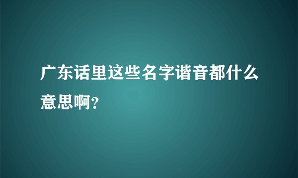 广东话里这些名字谐音都什么意思啊？