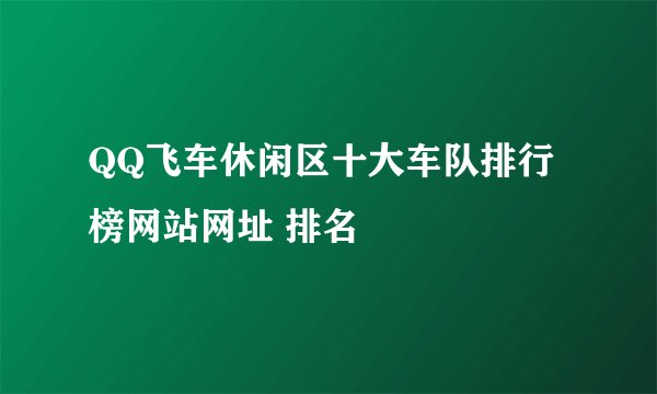 QQ飞车休闲区十大车队排行榜网站网址 排名