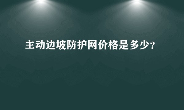 主动边坡防护网价格是多少？