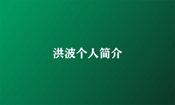 洪波个人简介