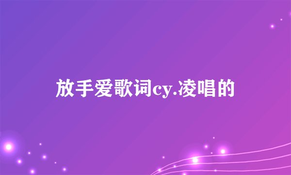 放手爱歌词cy.凌唱的