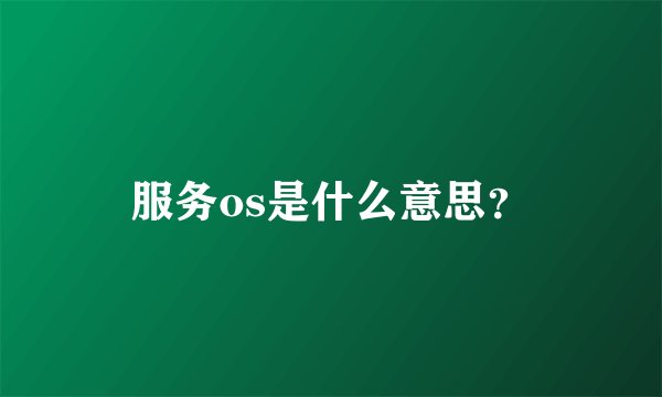 服务os是什么意思？