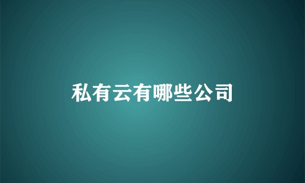 私有云有哪些公司