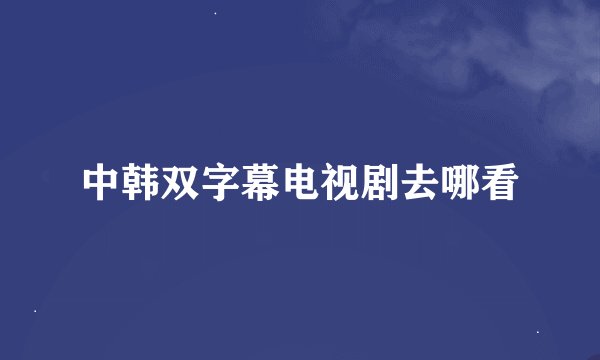 中韩双字幕电视剧去哪看