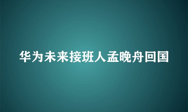 华为未来接班人孟晚舟回国