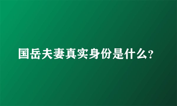 国岳夫妻真实身份是什么？