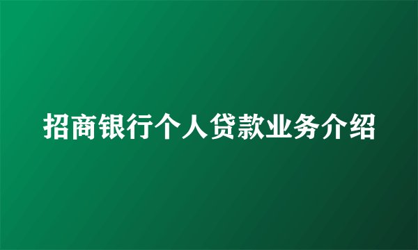 招商银行个人贷款业务介绍