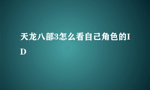 天龙八部3怎么看自己角色的ID