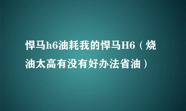 悍马h6油耗我的悍马H6（烧油太高有没有好办法省油）