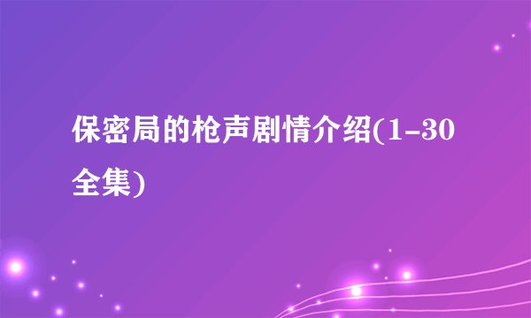 保密局的枪声剧情介绍(1-30全集)