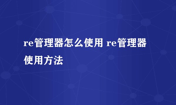 re管理器怎么使用 re管理器使用方法