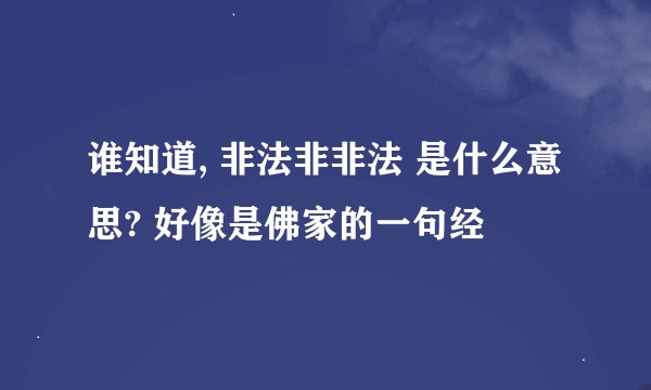 谁知道, 非法非非法 是什么意思? 好像是佛家的一句经