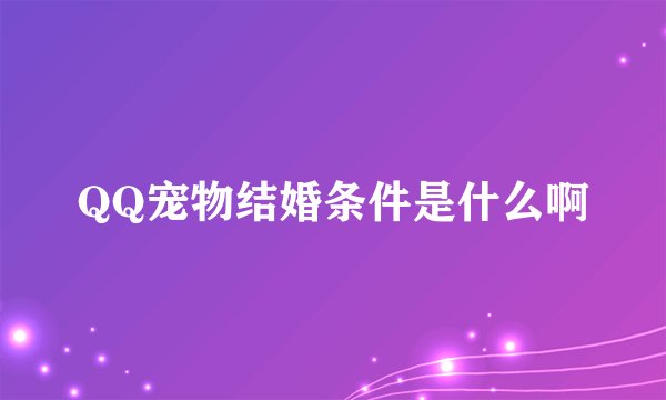 QQ宠物结婚条件是什么啊