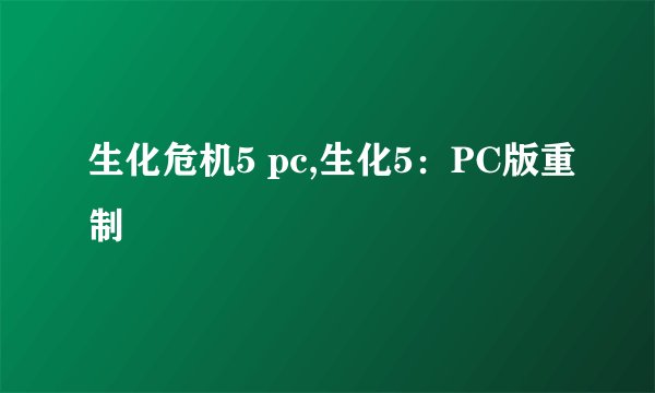 生化危机5 pc,生化5：PC版重制