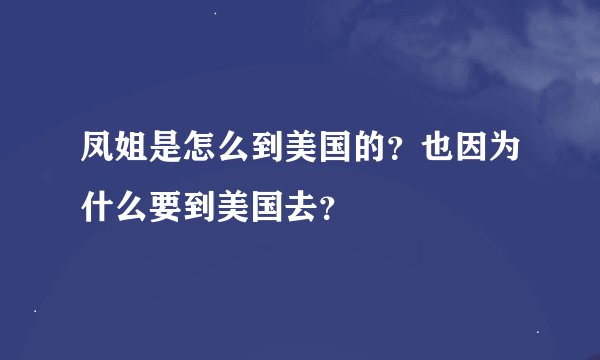 凤姐是怎么到美国的？也因为什么要到美国去？