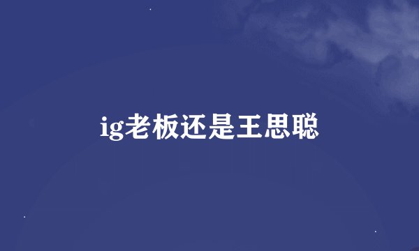 ig老板还是王思聪