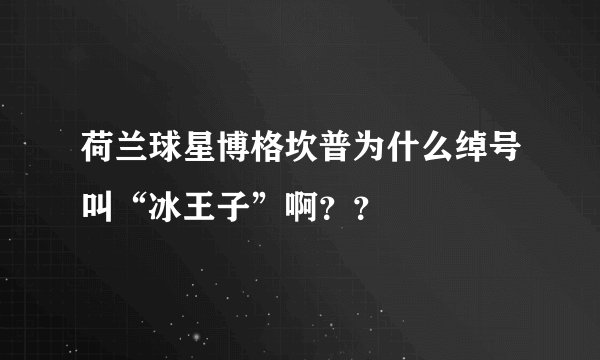 荷兰球星博格坎普为什么绰号叫“冰王子”啊？？