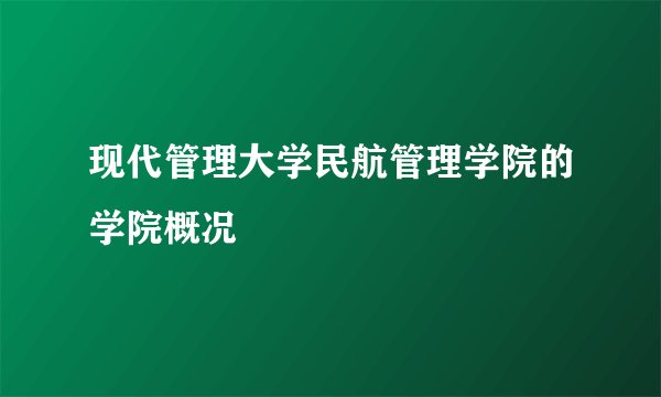 现代管理大学民航管理学院的学院概况