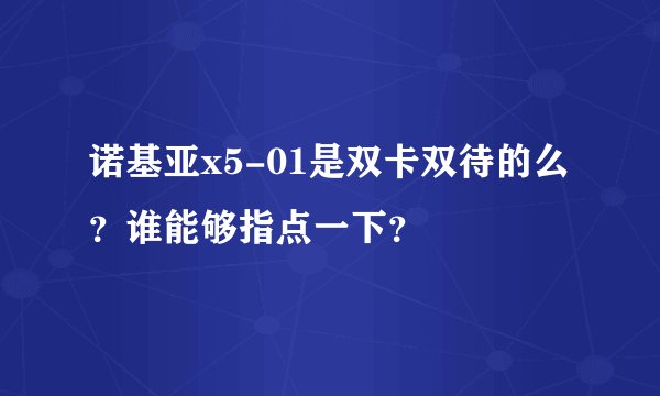 诺基亚x5-01是双卡双待的么？谁能够指点一下？
