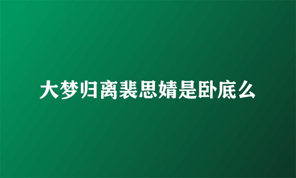 大梦归离裴思婧是卧底么