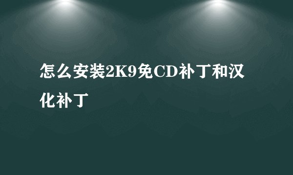 怎么安装2K9免CD补丁和汉化补丁