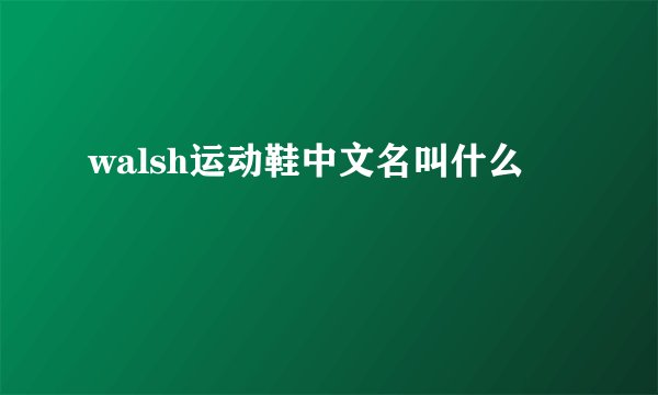 walsh运动鞋中文名叫什么