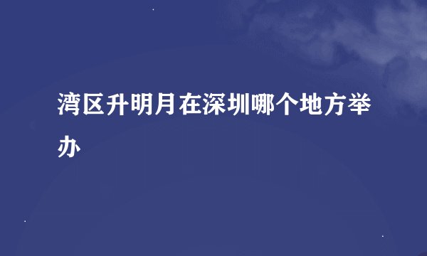 湾区升明月在深圳哪个地方举办
