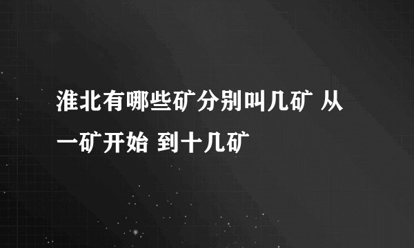 淮北有哪些矿分别叫几矿 从一矿开始 到十几矿