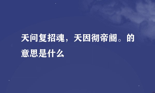 天问复招魂，天因彻帝阍。的意思是什么