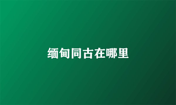 缅甸同古在哪里
