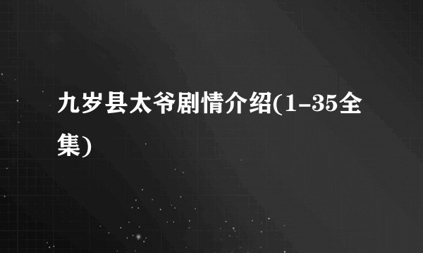 九岁县太爷剧情介绍(1-35全集)