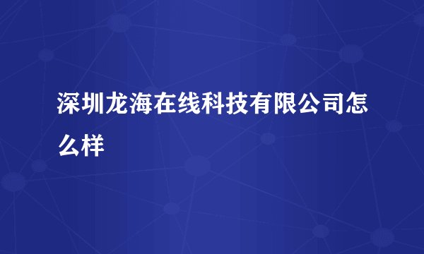 深圳龙海在线科技有限公司怎么样