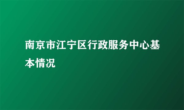 南京市江宁区行政服务中心基本情况