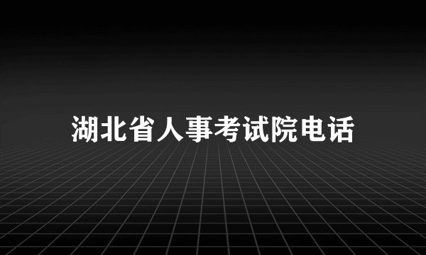湖北省人事考试院电话