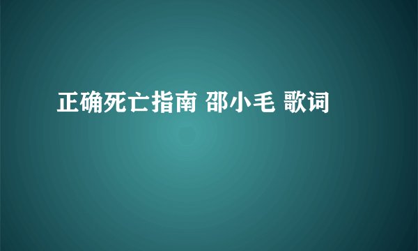 正确死亡指南 邵小毛 歌词
